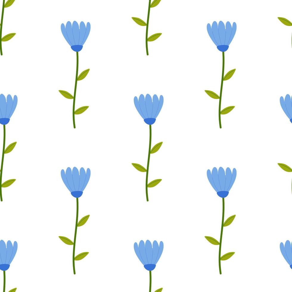 Seamless floral spring flowers blue.Vector illustration. For your design, wrapping paper, fabric. vector