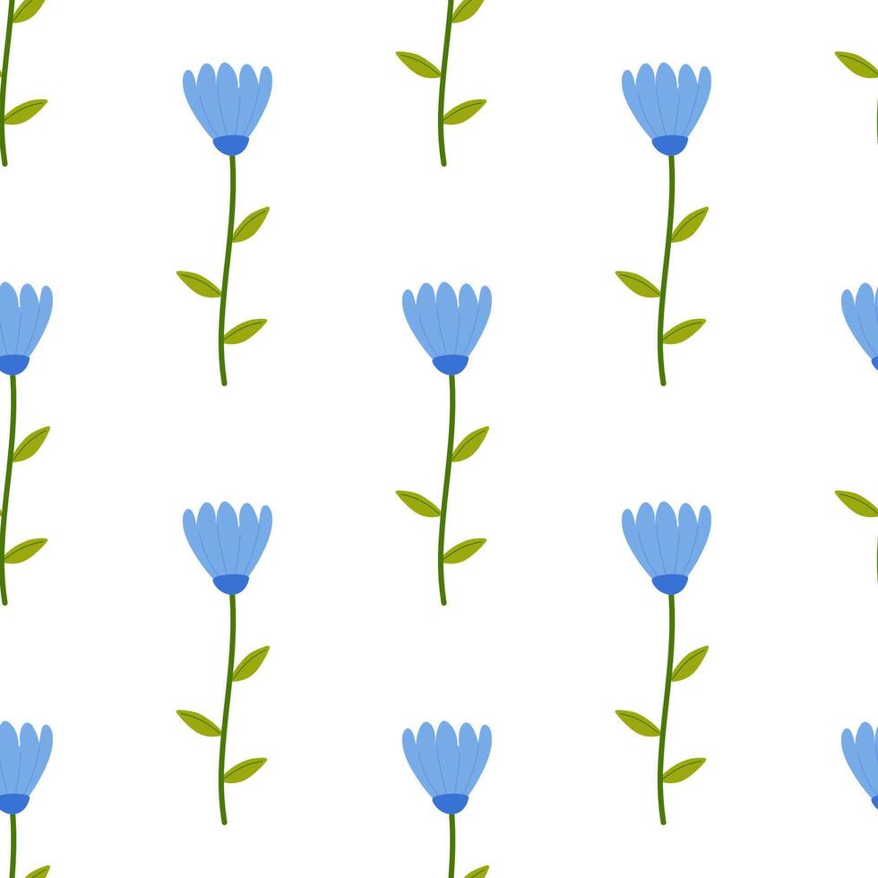 Seamless floral spring flowers blue.Vector illustration. For your design, wrapping paper, fabric. vector