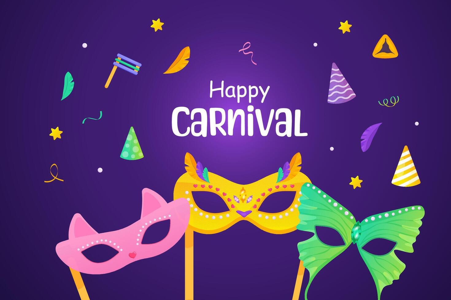 Happy carnival poster for party, banner, Jewish holiday. Religious holidays and events vector