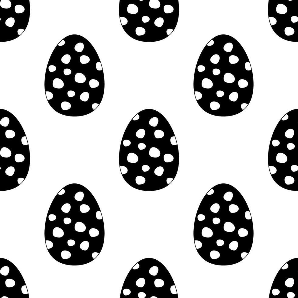 Seamless pattern easter eggs black and white, silhouette. Vector illustration. For your design, wrapping paper, fabric.