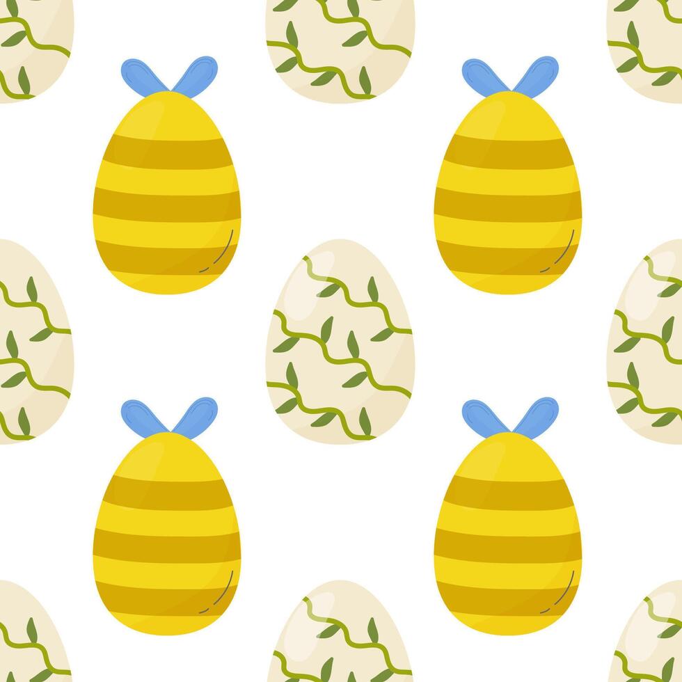 Seamless pattern easter eggs with different textures. Vector illustration. For your design, wrapping paper, fabric.