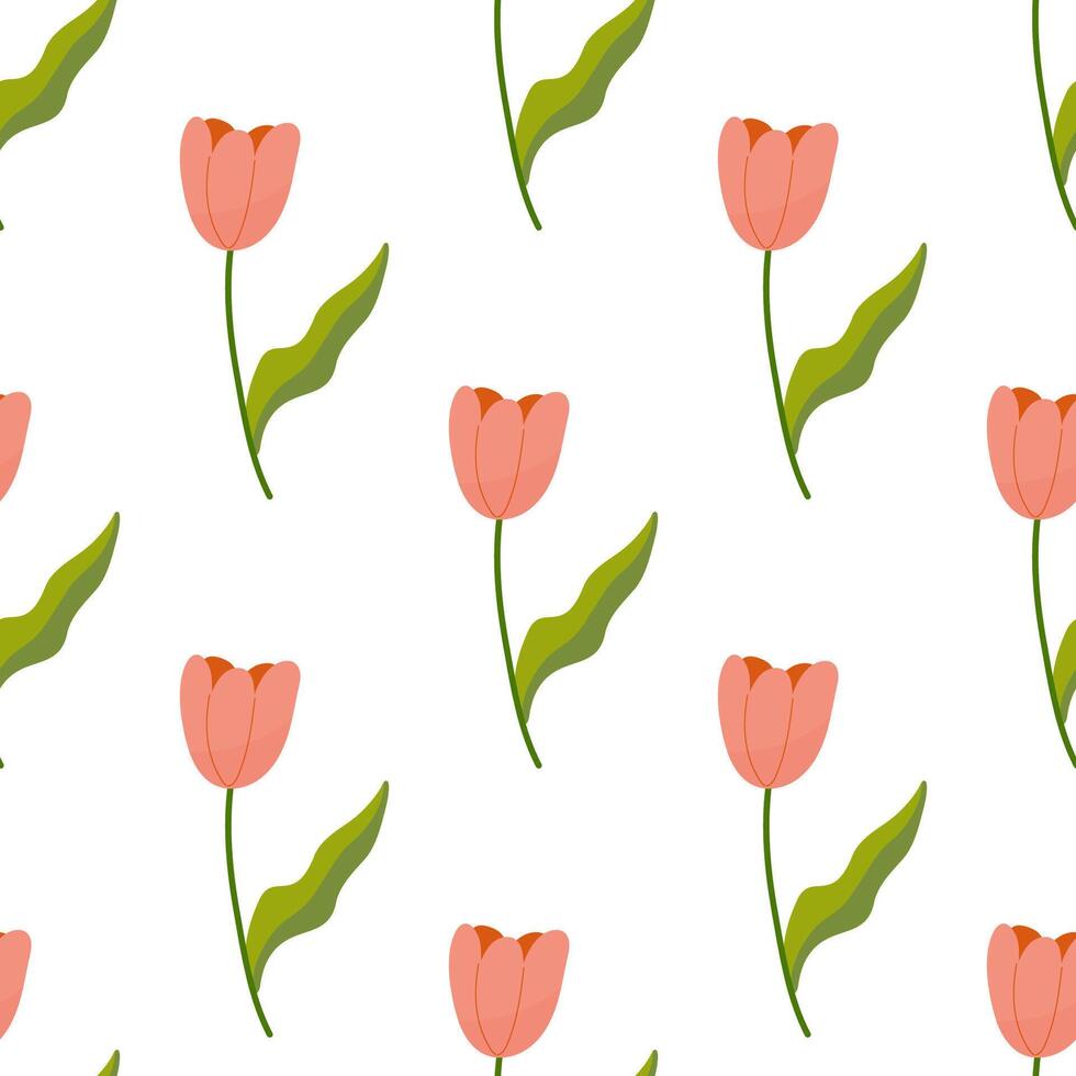 Seamless floral spring tulips pattern.Vector illustration. For your design, gift paper, fabric. vector