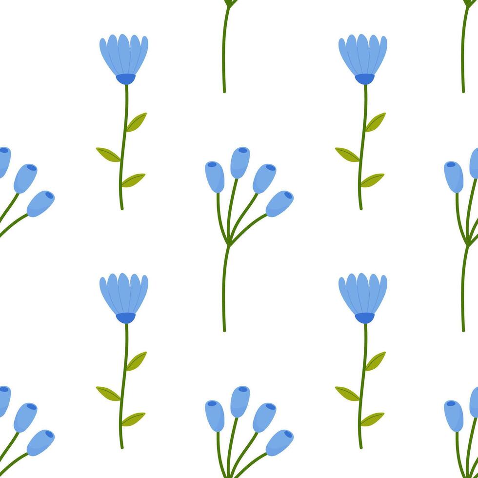 Seamless floral spring flowers blue.Vector illustration. For your design, wrapping paper, fabric. vector