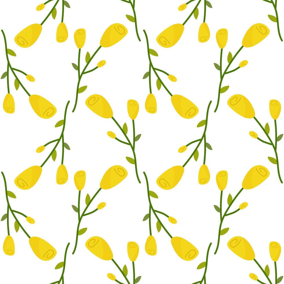 Seamless pattern flowers yellow roses. Vector illustration. For your design, wrapping paper, fabric.