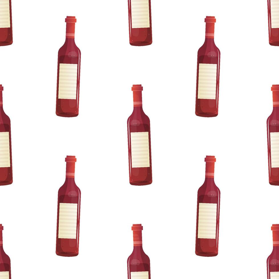 Seamless pattern, wine bottle, red bard, vector. For wrapping paper, fabric, background vector