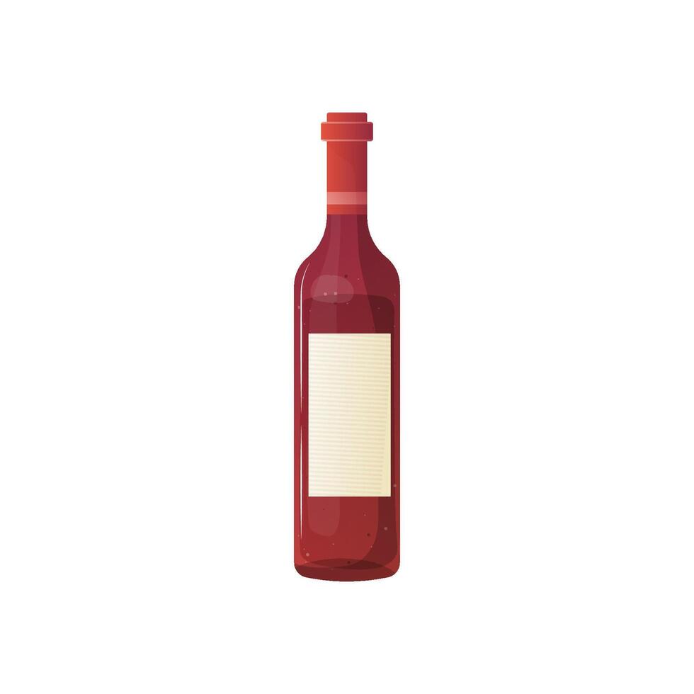 rojo bardo vino botella con vacío etiqueta. vector ilustración en blanco antecedentes