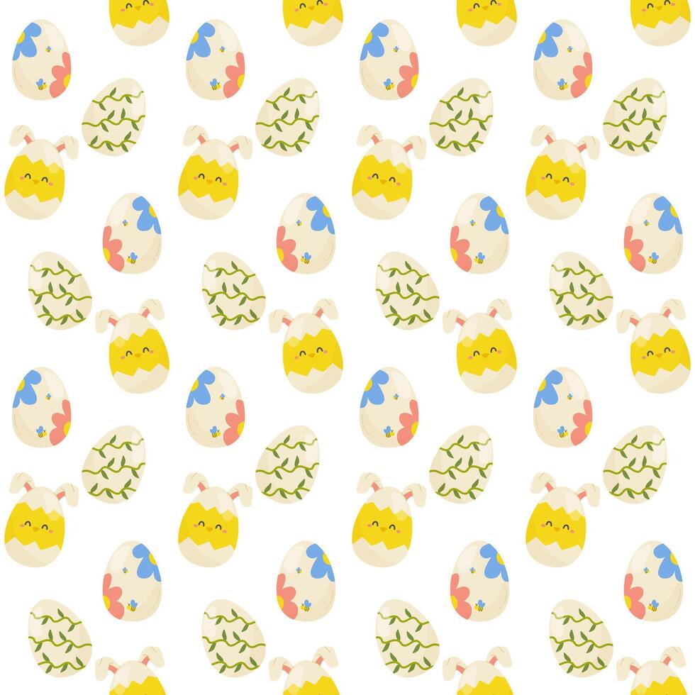 Seamless pattern easter eggs with different textures. Vector illustration. For your design, wrapping paper, fabric.