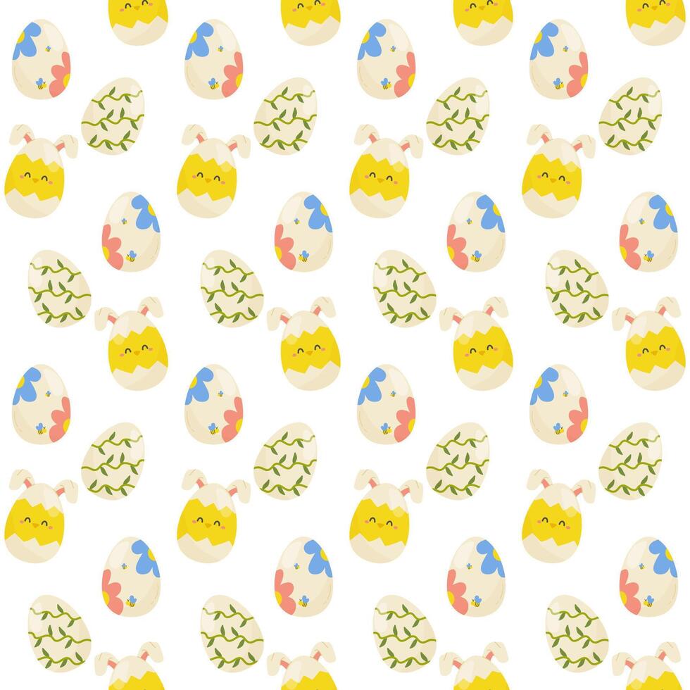 Seamless pattern easter eggs with different textures. Vector illustration. For your design, wrapping paper, fabric.