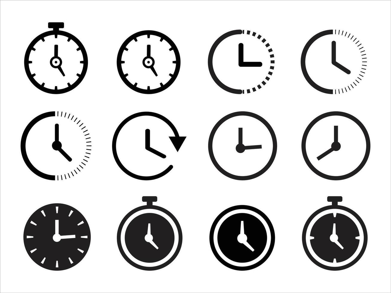 Clock icon . Collection of vector symbol on white background. Vector illustration.