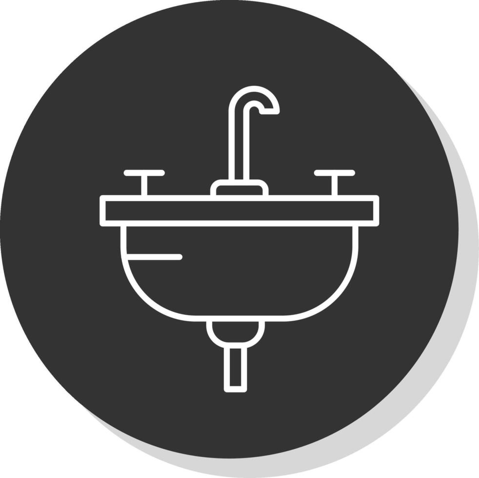 Washbasin Line Grey  Icon vector