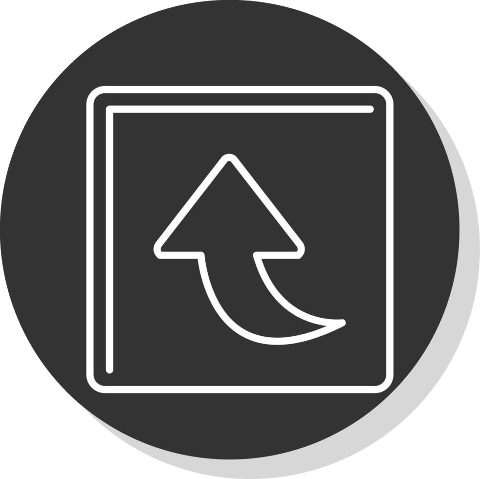 Curved Up Line Grey  Icon vector