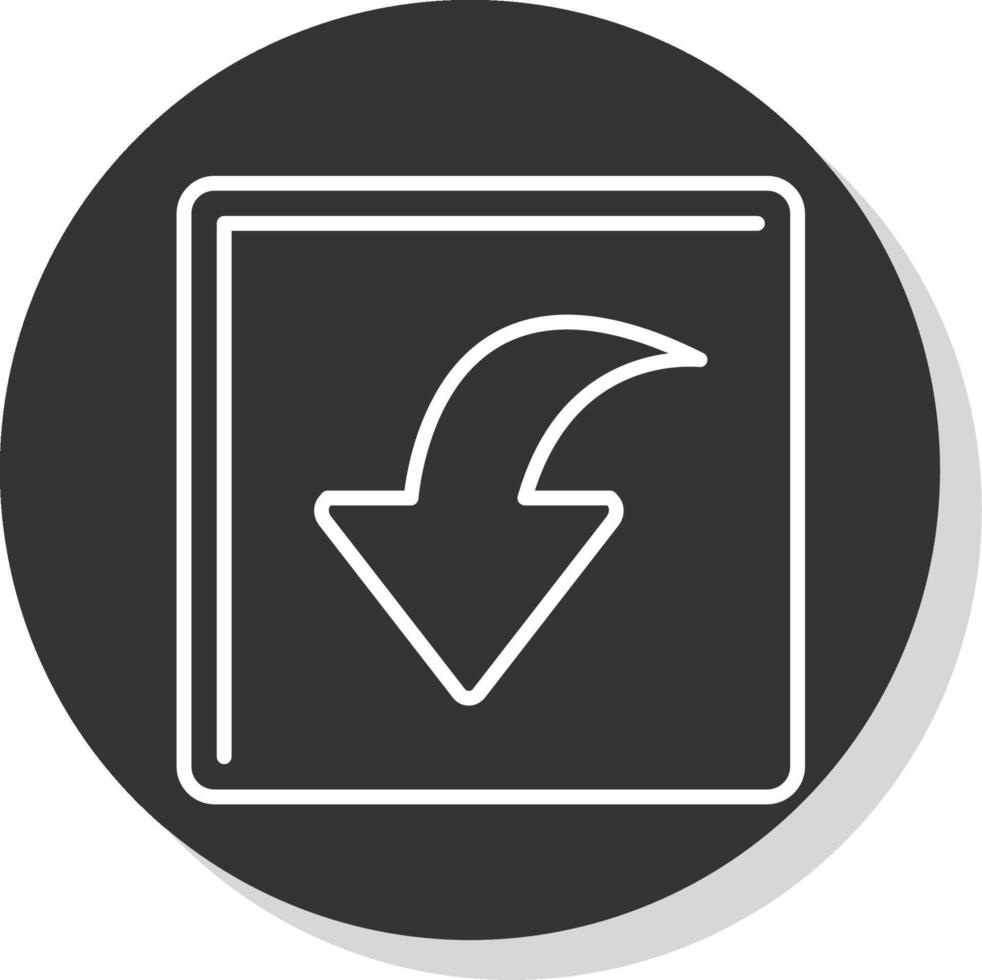 Curved Down Line Grey  Icon vector