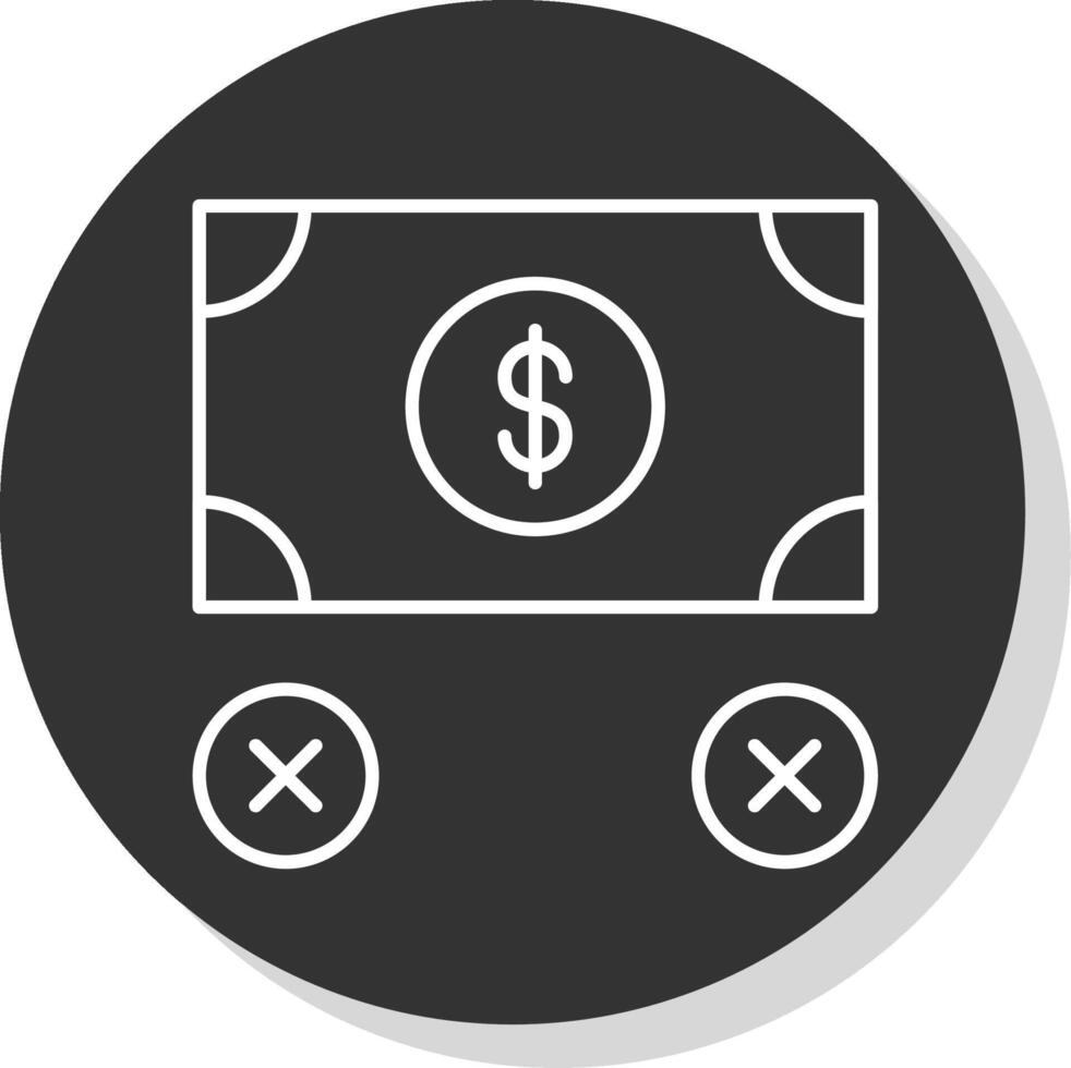 No dinero línea gris icono vector