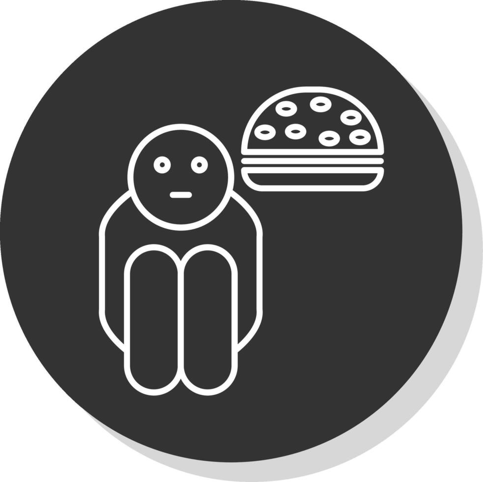 Starvation Line Grey  Icon vector