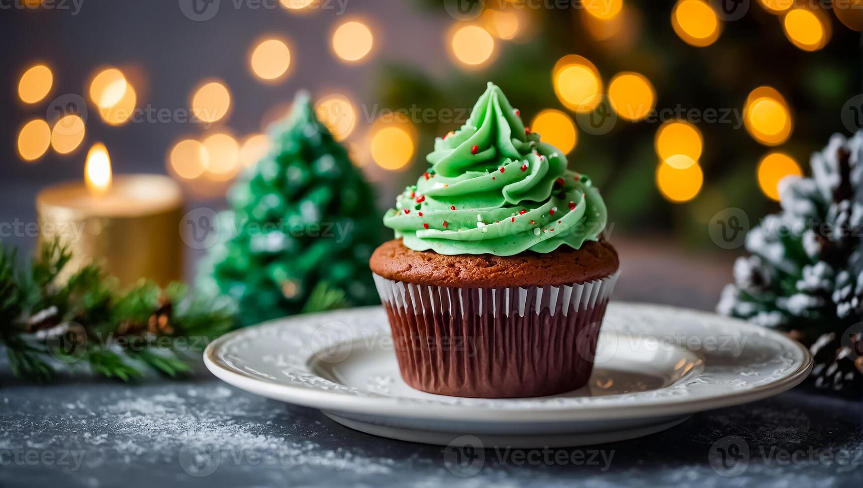 AI generated delicious cupcakes with cream on the table photo