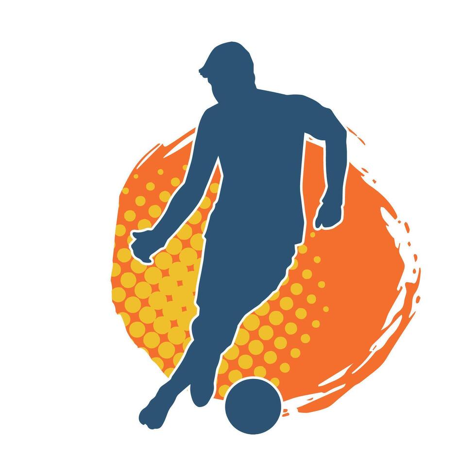 Silhouette of a male soccer player kicking a ball. Silhouette of a football player in action pose. vector