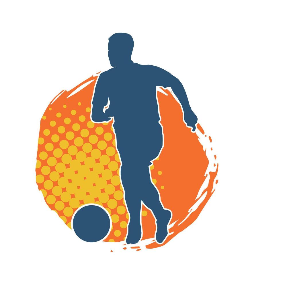 Silhouette of a male soccer player kicking a ball. Silhouette of a football player in action pose. vector