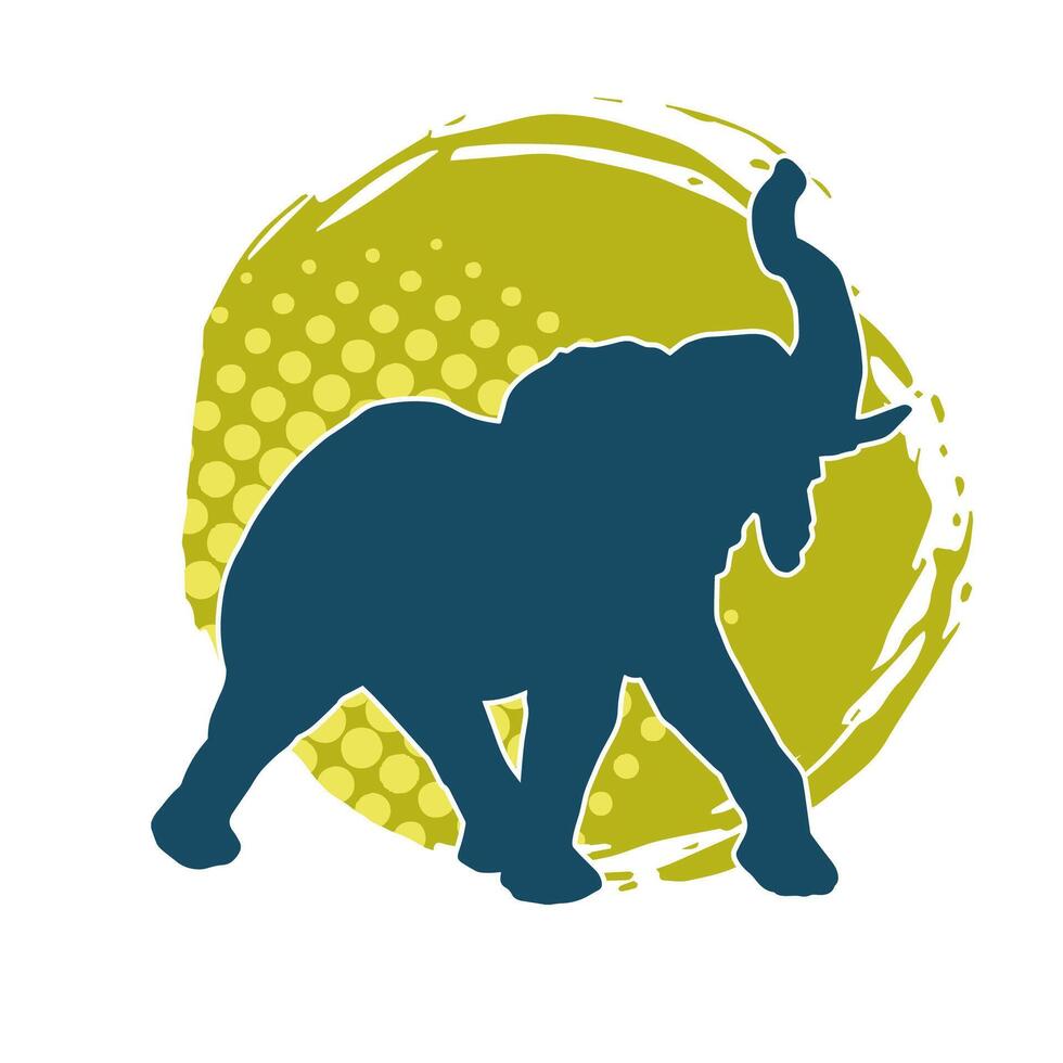 Silhouette of a big elephant animal. Silhouette of a wild elephant animal. vector