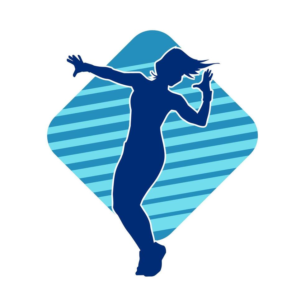 Silhouette of a sexy female model in active pose. Silhouette of a slim woman dancing pose. vector