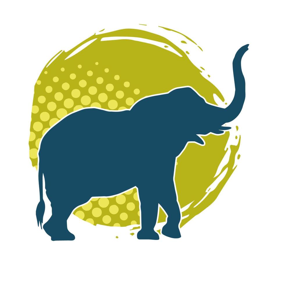 Silhouette of a big elephant animal. Silhouette of a wild elephant animal. vector