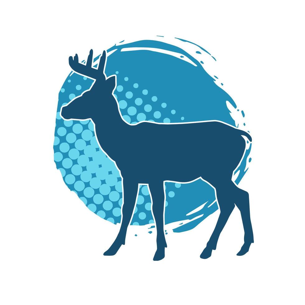 Silhouette of a deer wild forest animal with antlers. vector