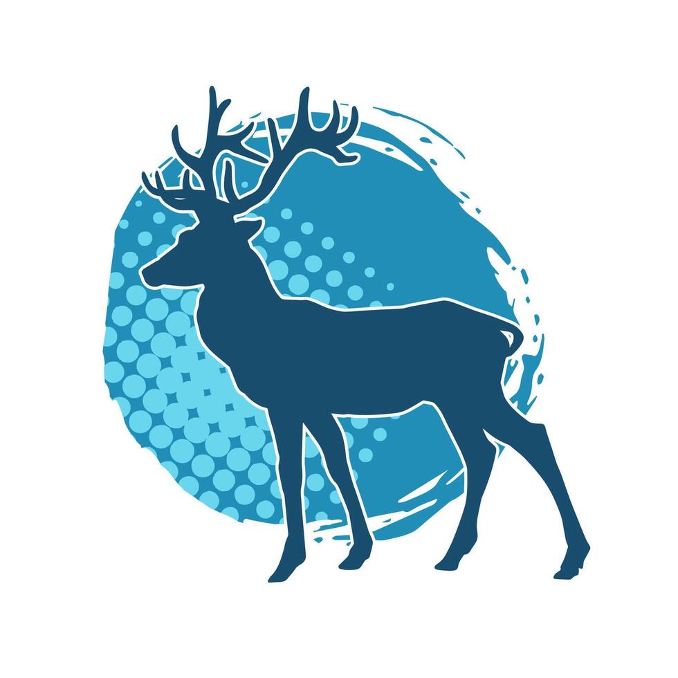 Silhouette of a deer wild forest animal with antlers. vector