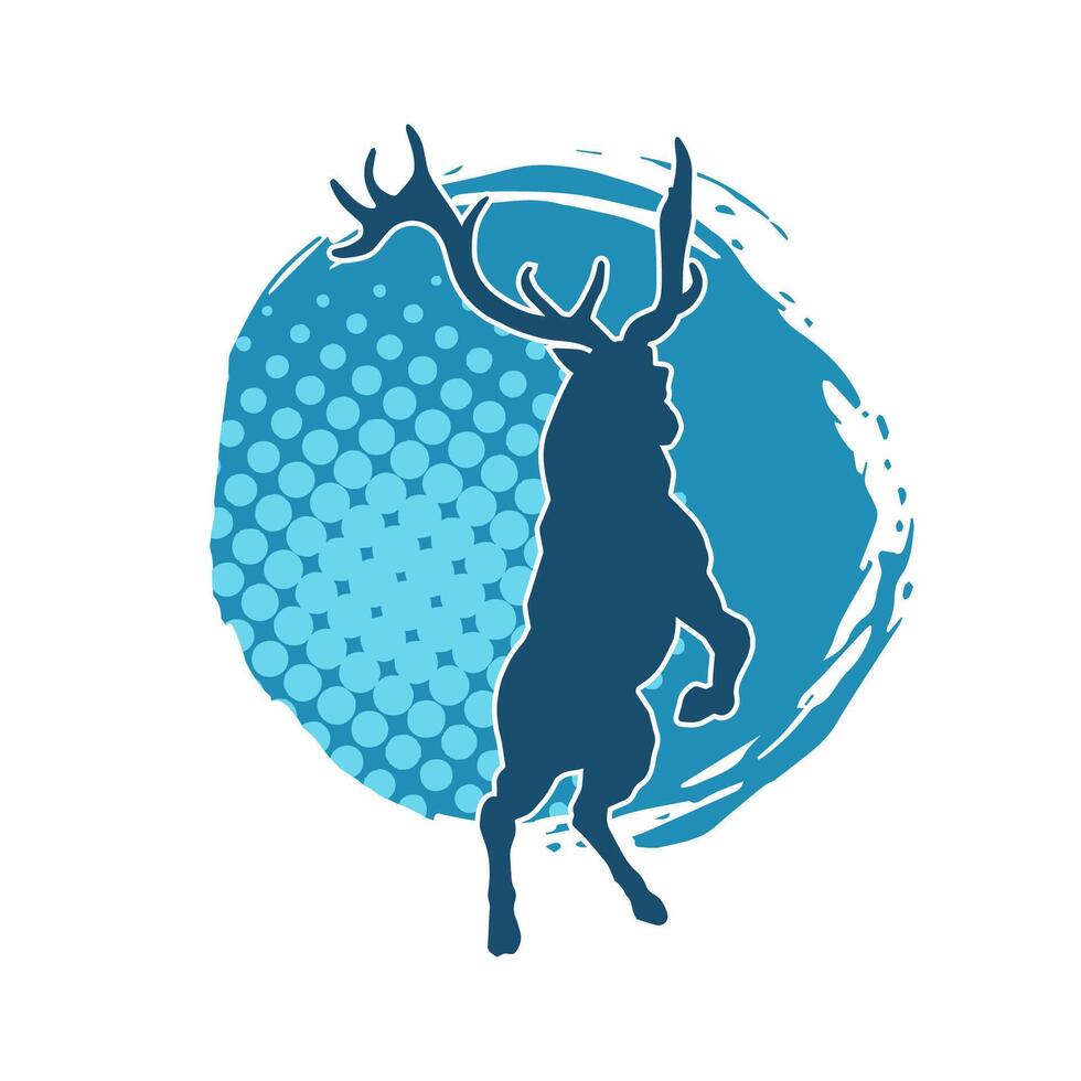 silueta de un ciervo salvaje bosque animal con cornamenta. vector