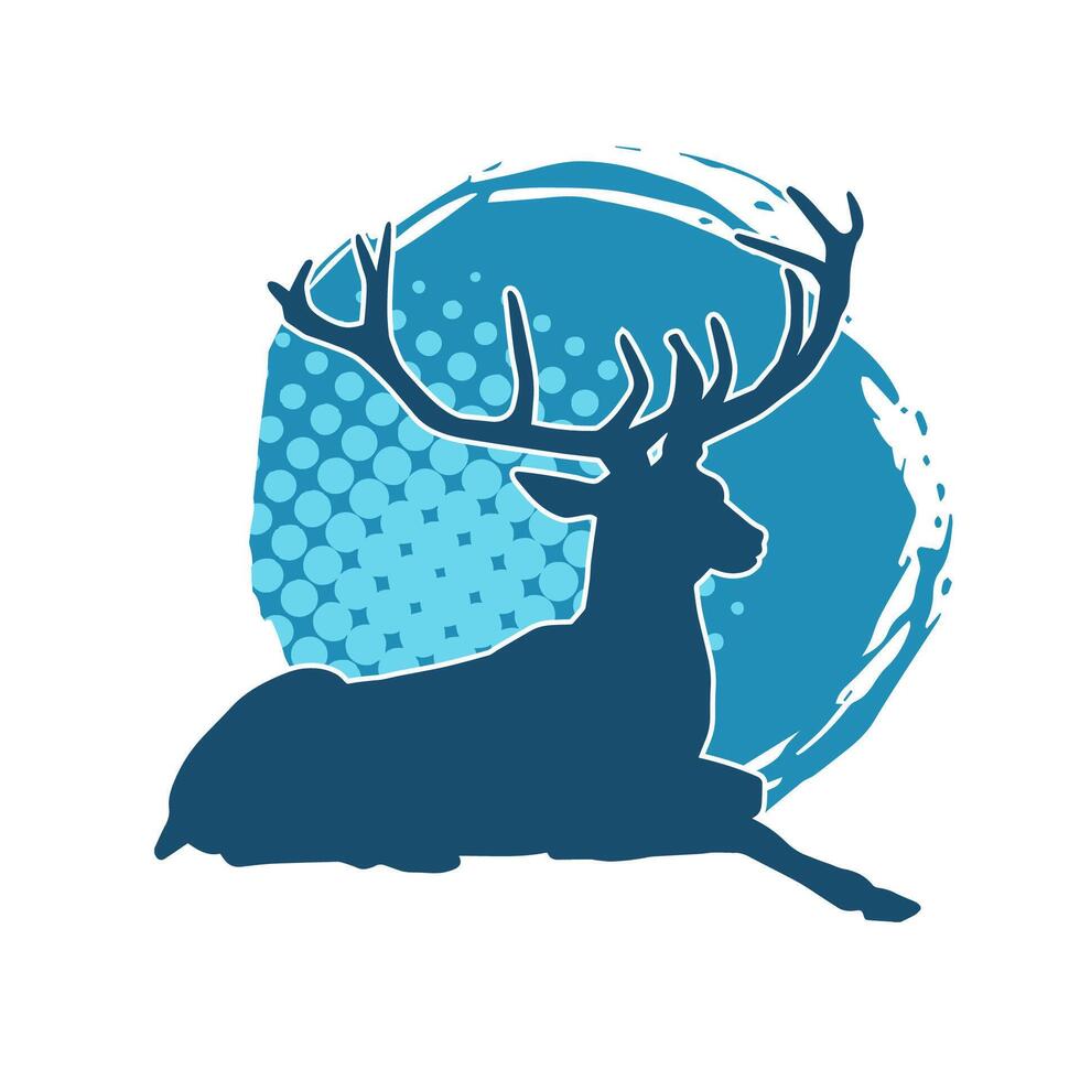 Silhouette of a deer wild forest animal with antlers. vector