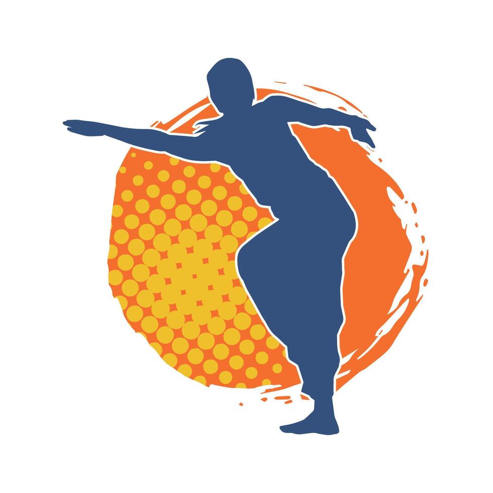 Silhouette of a female dancer in action pose. Silhouette of a slim woman in dancing pose. vector