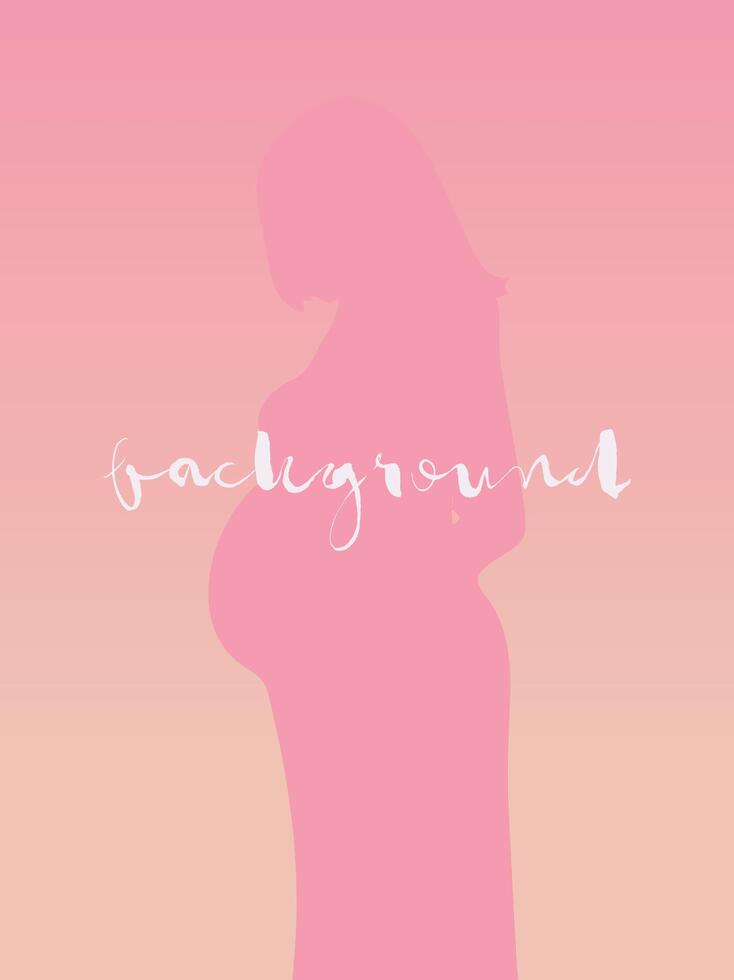 Vertical, delicate, unobtrusive quiet background for social media vector image. Silhouette of a pregnant girl