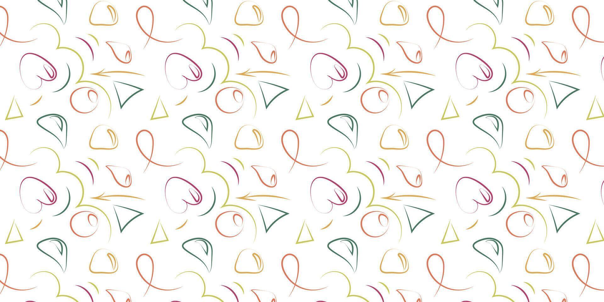 Fun colorful line doodle seamless pattern. vector