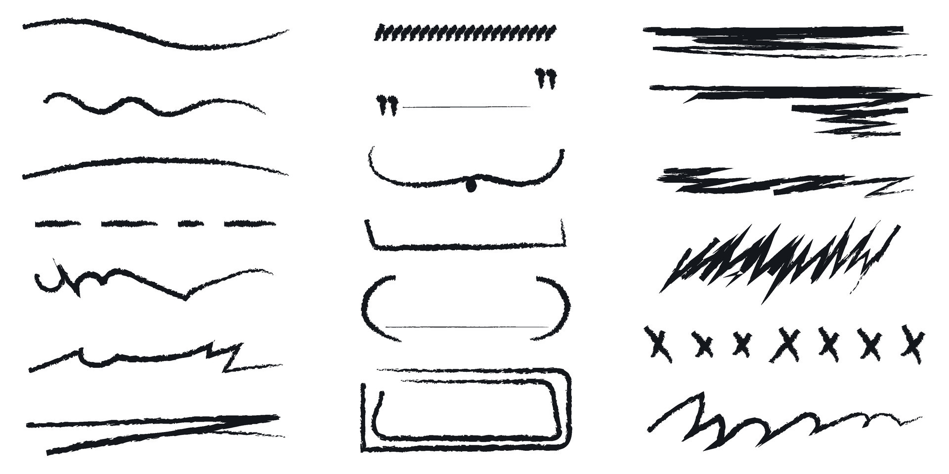 Elements for annotations, highlighting, and underlining in text