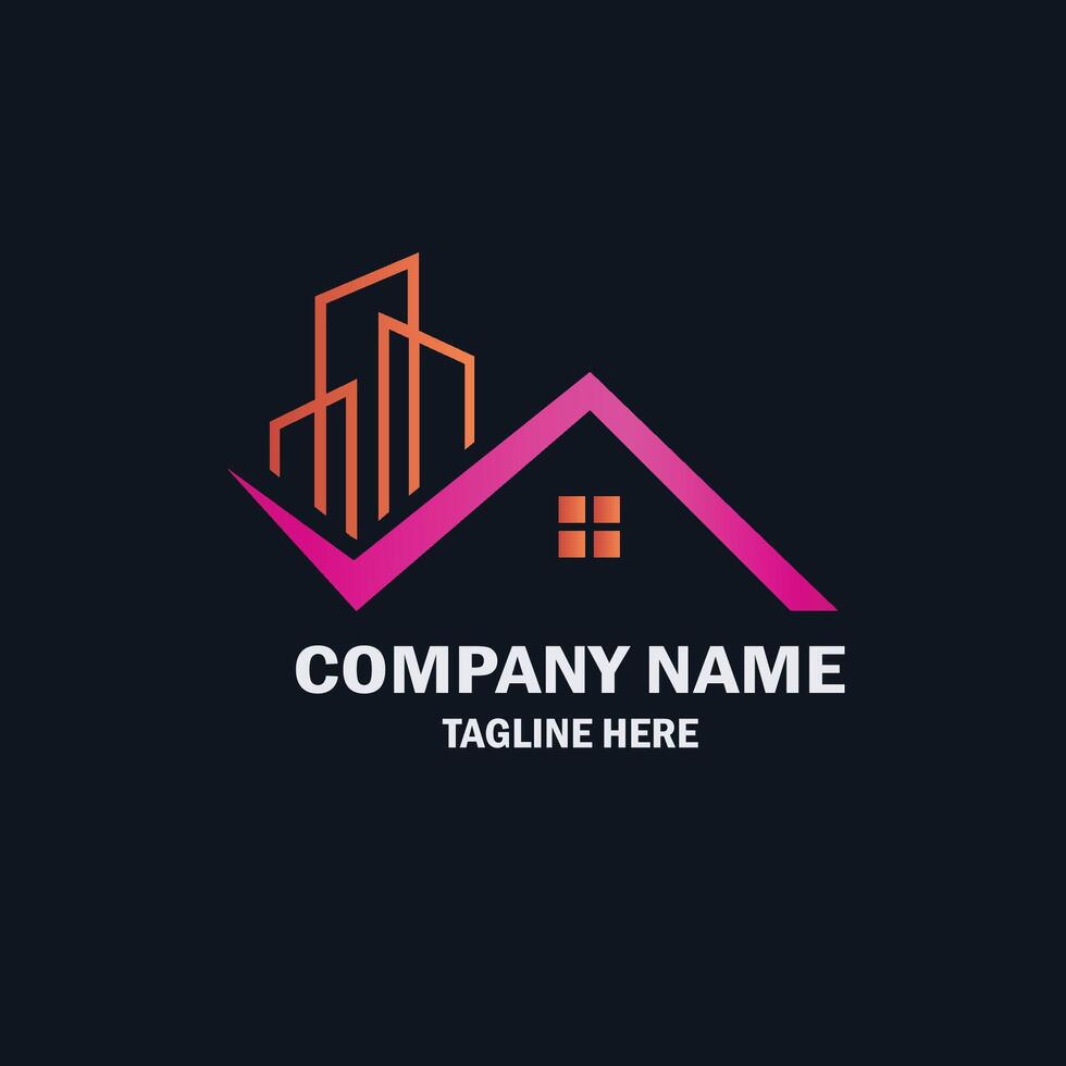 House builder real estate property logo design vector