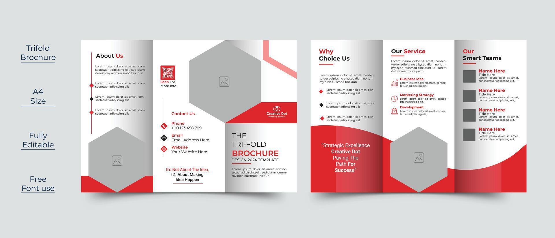 Creative business trifold brochure template with modern design vector