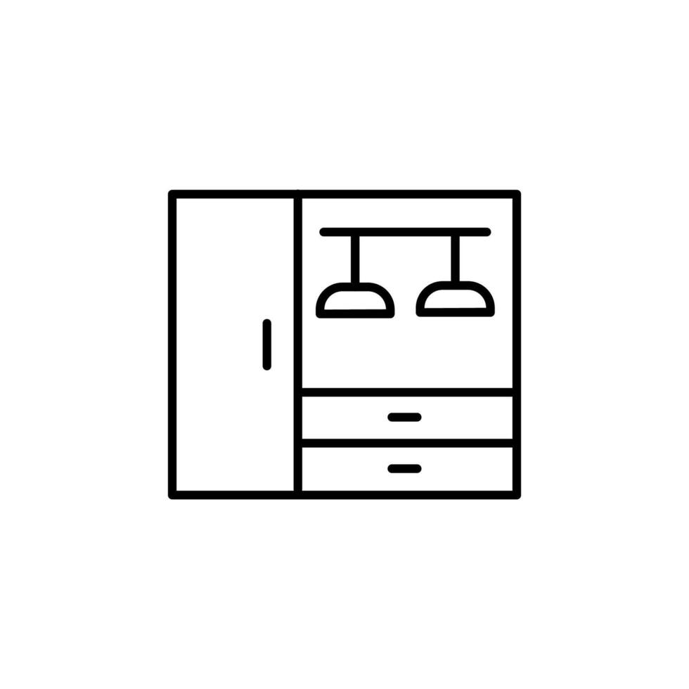 Wardrobe Vector Sign. Suitable for books, stores, shops. Editable stroke in minimalistic outline style. Symbol for design