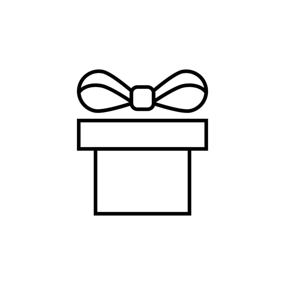 Giftbox Vector Line Icon for Adverts. Suitable for books, stores, shops. Editable stroke in minimalistic outline style. Symbol for design