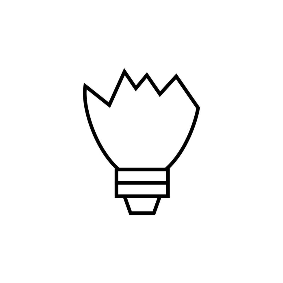 Broken Lamp Simple Outline Sign for Adverts. Suitable for books, stores, shops. Editable stroke in minimalistic outline style. Symbol for design vector