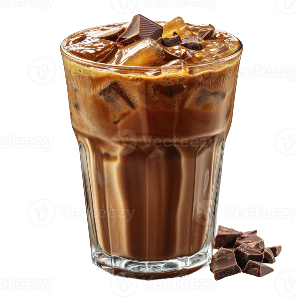 AI generated Iced chocolate in a glass isolated on transparent background png