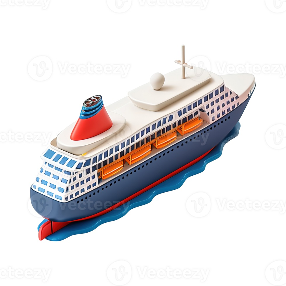 AI generated Cruise ship 3d icon isolated on transparent background png