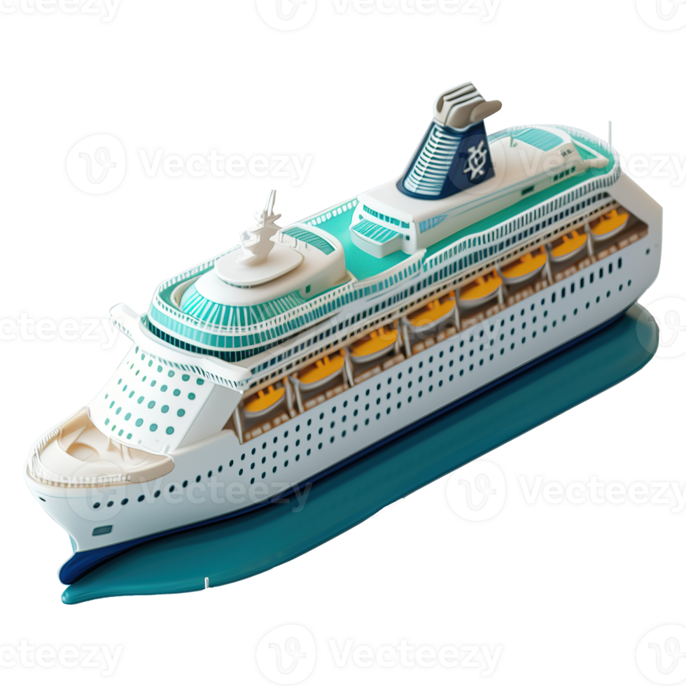 AI generated Cruise ship 3d icon isolated on transparent background png