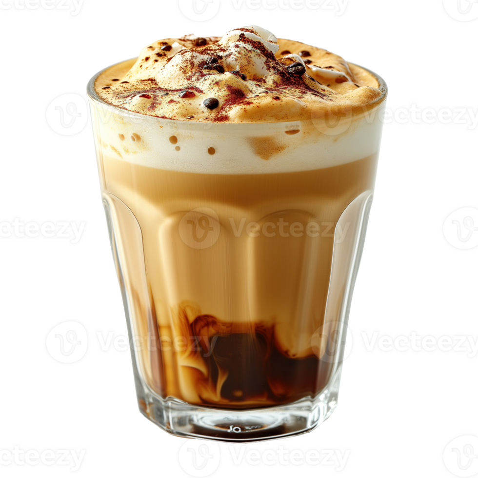 AI generated Iced cappuccino in glass isolated on transparent background png