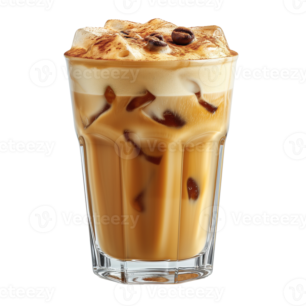 AI generated Iced cappuccino coffee in glass isolated on transparent background png