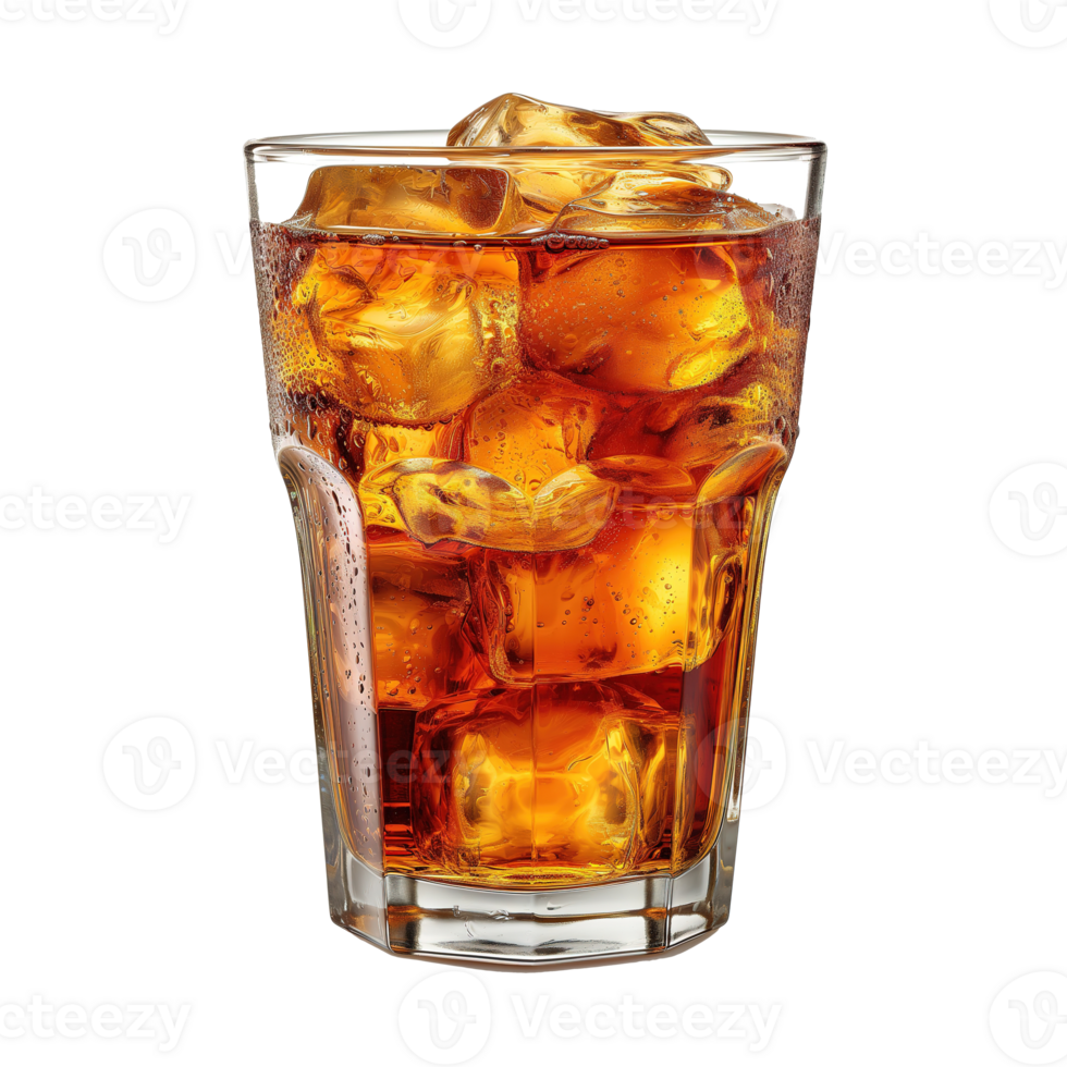 AI generated Sweet tea with ice cubes in glass isolated on transparent background png