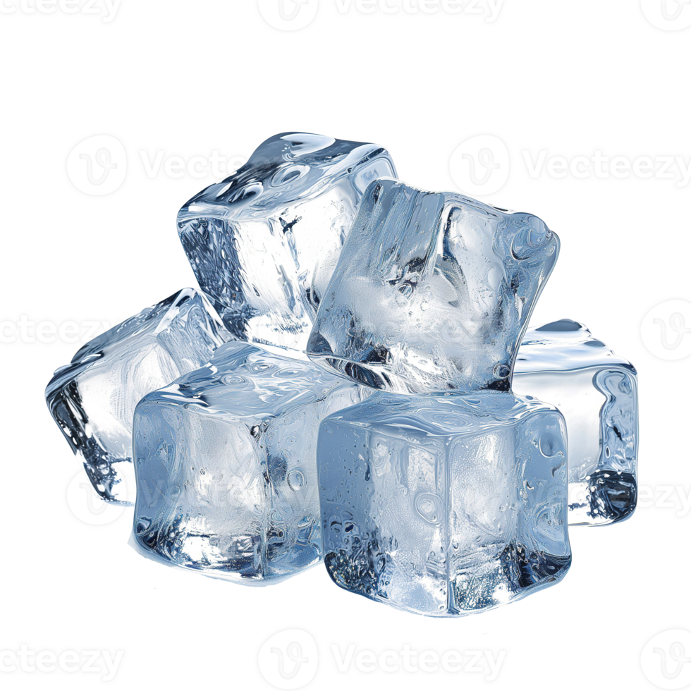 AI generated Ice cubes isolated on transparent background png