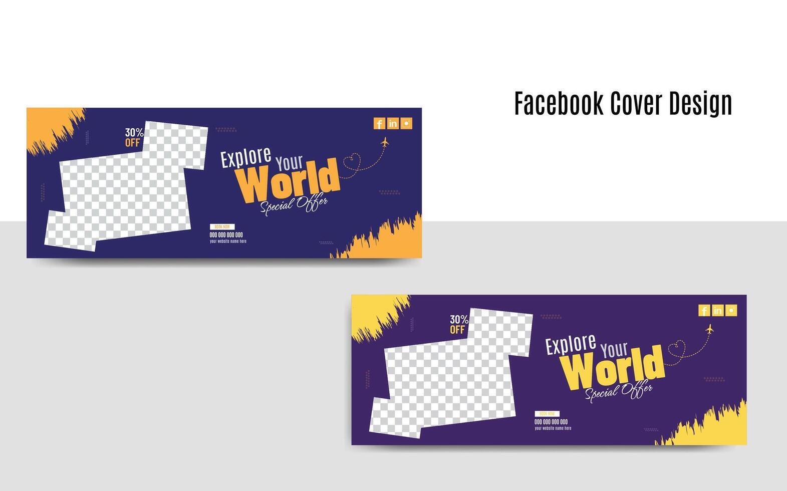 Travel and tourism banner or Facebook cover design vector