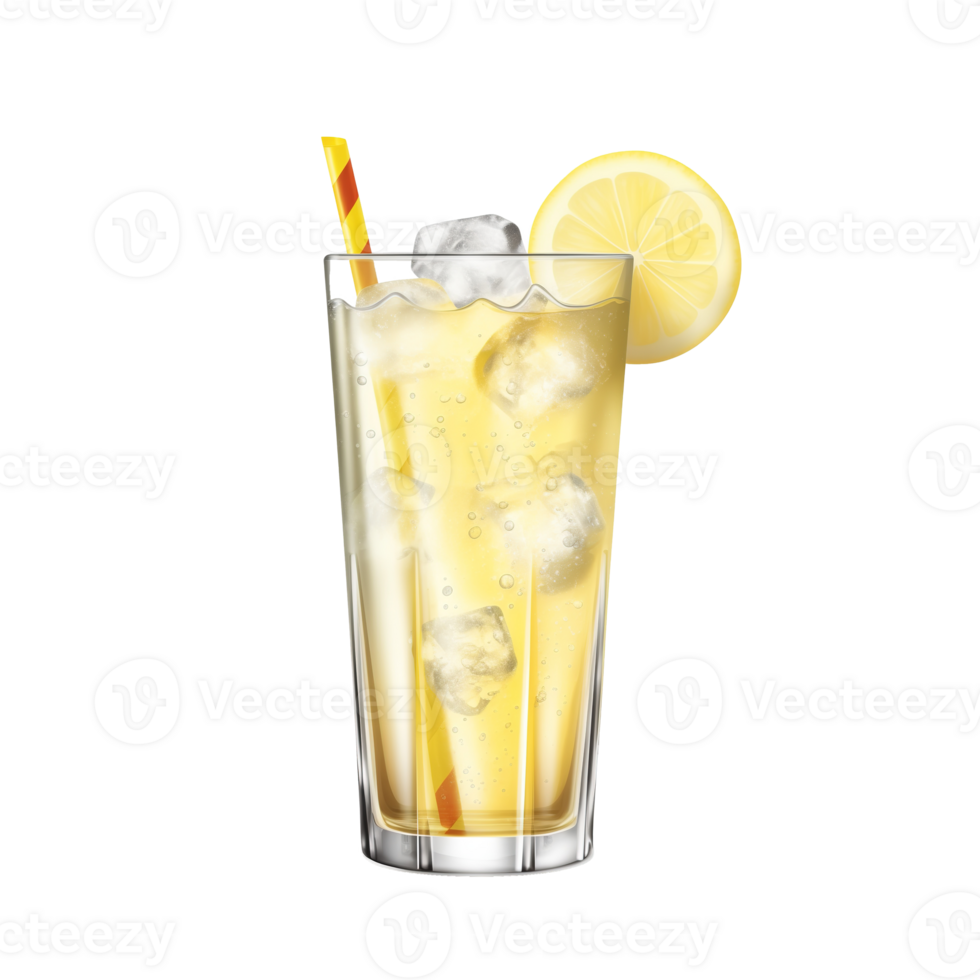 AI generated Fresh lemonade in a glass isolated on transparent background png