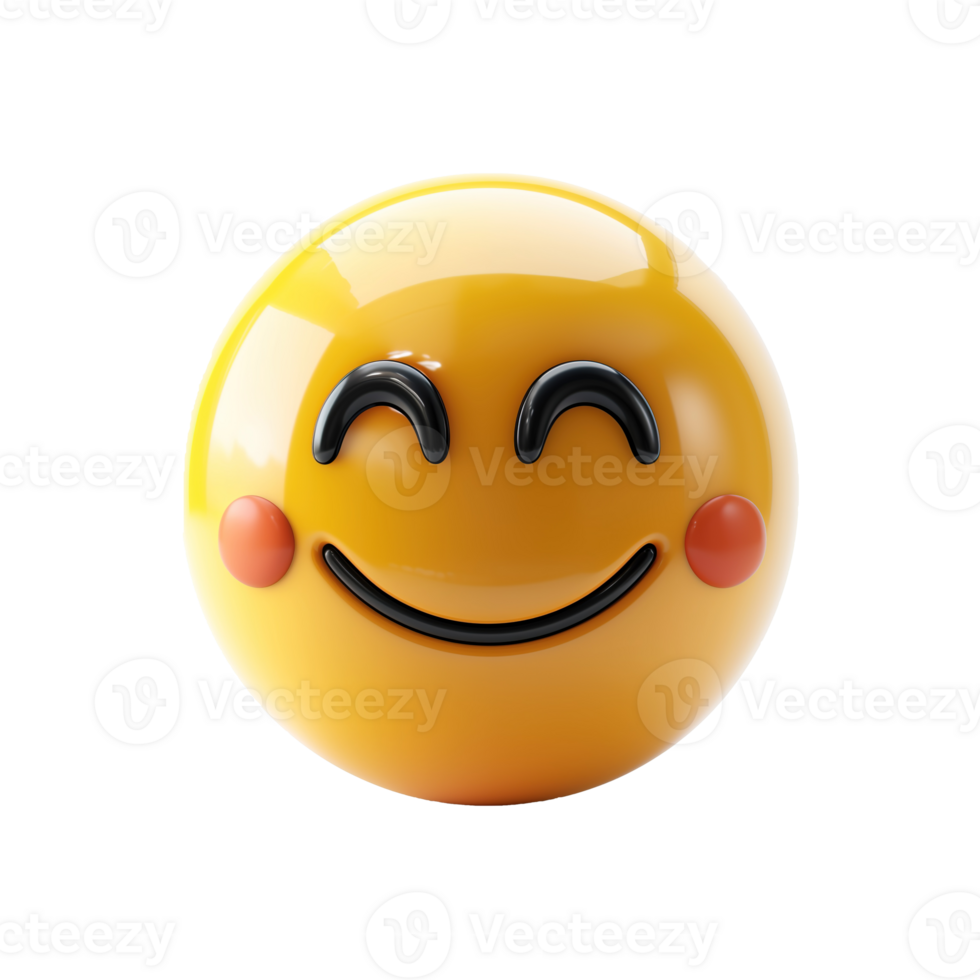 AI generated 3d icon of smiling face emoji isolated on transparent background png