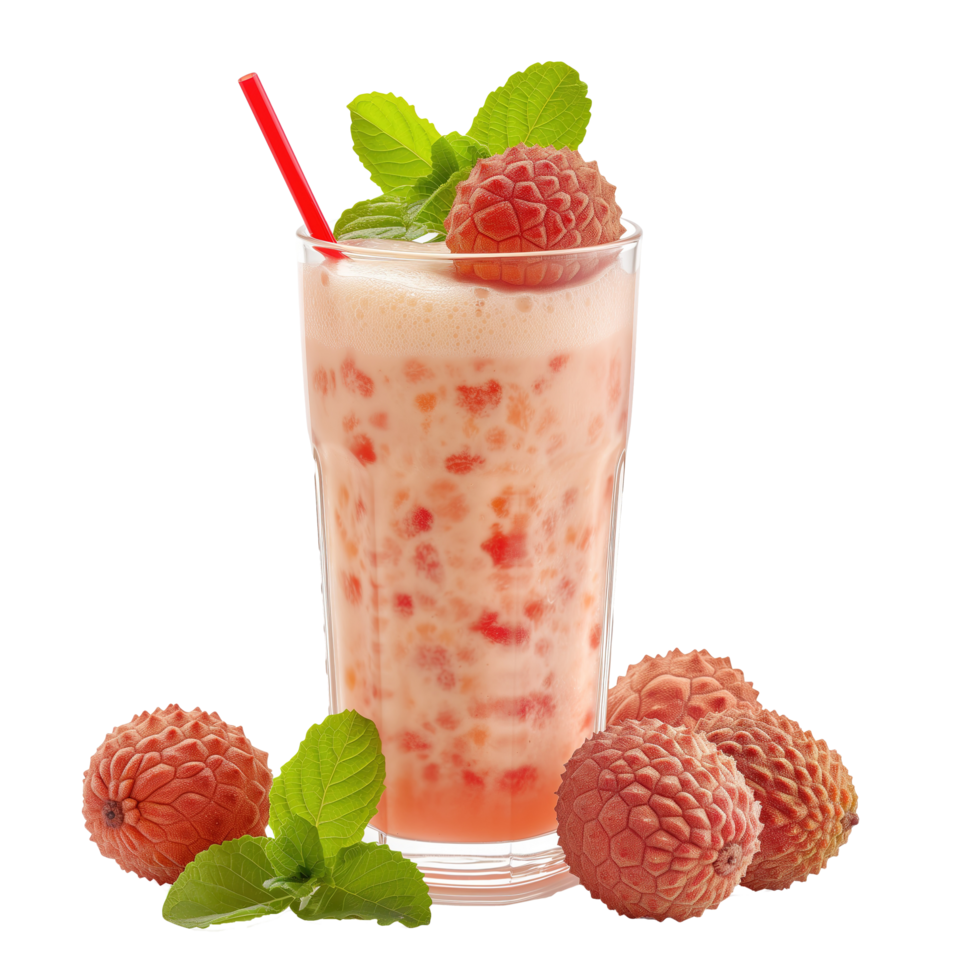 AI generated Lychee juice in a glass isolated on transparent background png