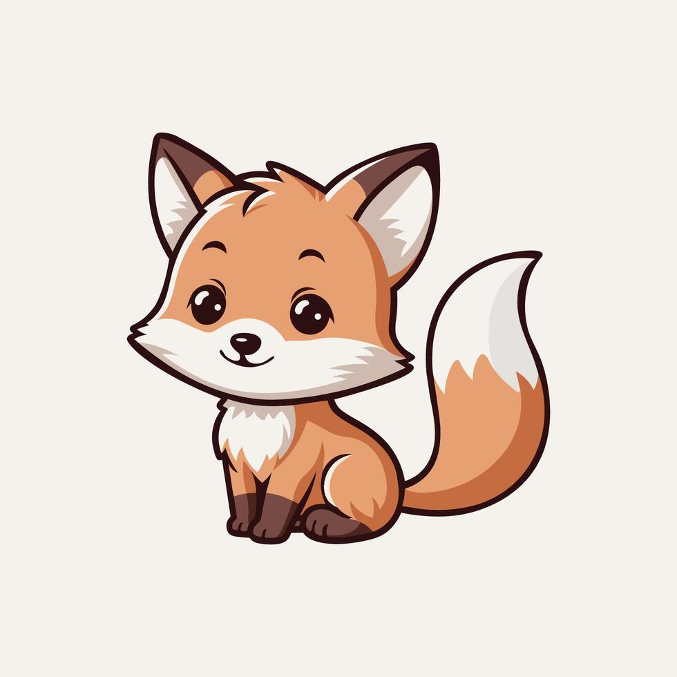 Fox cub cartoon character illustration vector