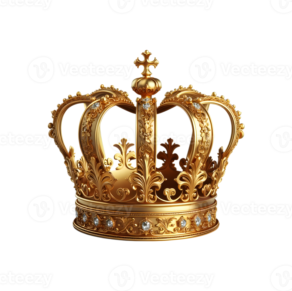 AI generated Golden royal crown isolated on transparent background. png